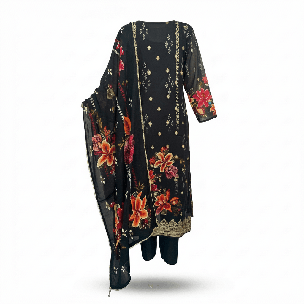 Luxe Floral Zari Embroidered Suit Set - Image 1